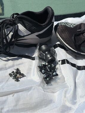 Women's Black Athletic Spike Running Shoes with Replacement Spikes